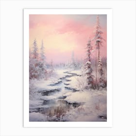 Dreamy Winter Painting Lapland Finland 4 Art Print