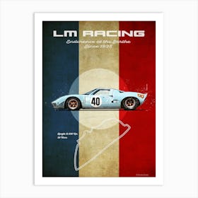 Lm Racing Ford GT40 Blue-Orange Art Print