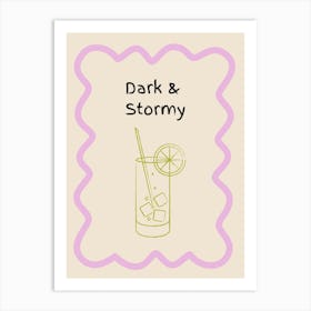 Dark & Stormy Doodle Poster Lilac & Green Art Print