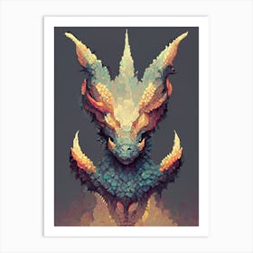 Dragon Head Fire Pixel Art Art Print
