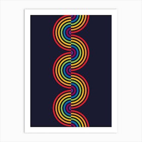 Groovy Waves Neon Rainbow Art Print