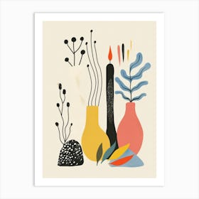 Abstract Candles Flowers 2 Art Print