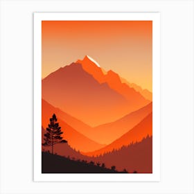 Misty Mountains Vertical Composition In Orange Tone 317 Art Print