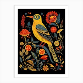 Folk Bird Illustration Yellowhammer 2 Art Print