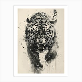 Tiger Ink Painting Art Print