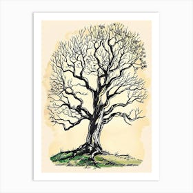 Ebony Tree Storybook Illustration 1 Art Print