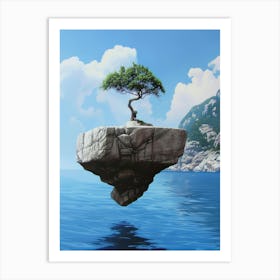 Tree On A Rock Art Print