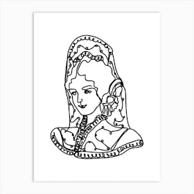 Portrait Of A Woman Line Art Illustration Art Print