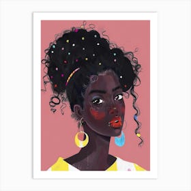 Black Girl With Colorful Hair Art Print