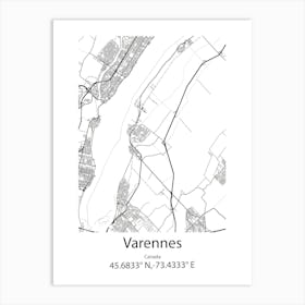 Varennes,Canada Minimalist Map Art Print