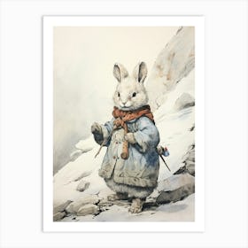 Storybook Animal Watercolour Arctic Hare 1 Art Print