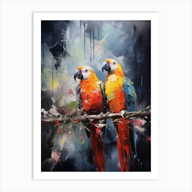 Parrots Abstract Expressionism 2 Art Print