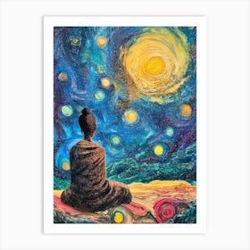 Buddha Enlightenment Night Art Print