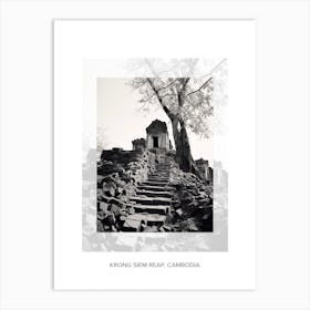 Poster Of Krong Siem Reap, Cambodia, Black And White Old Photo 2 Art Print