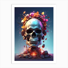 Skull With Flowers 3 Art Print