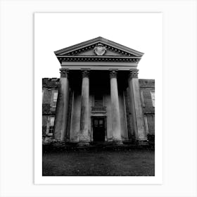 Old Mansion  stately home black and white Art Print