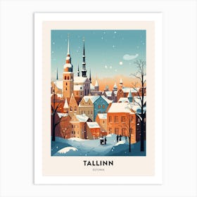 Winter Night  Travel Poster Tallinn Estonia 2 Art Print