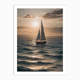 Sailboat At Sunset 2 Art Print