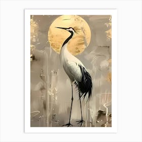 Crane In The Moonlight Art Print