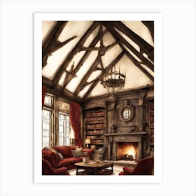 Room With A Fireplace Art Print