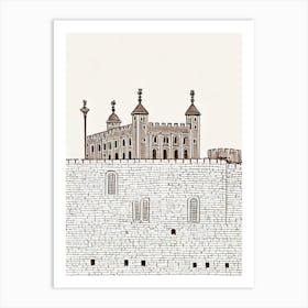 Tower Of London England Boho Landmark Illustration Art Print