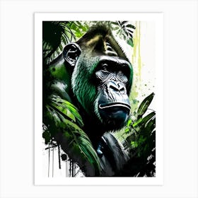 Gorilla In Jungle Gorillas Graffiti Style 2 Art Print