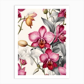 Orchids Seamless Pattern 1 Art Print