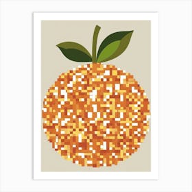 Orange Pixel Art One Art Print