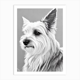 Cairn Terrier B&W Pencil Dog Art Print