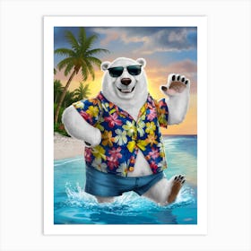 Polar Bear On The Beach Art Print