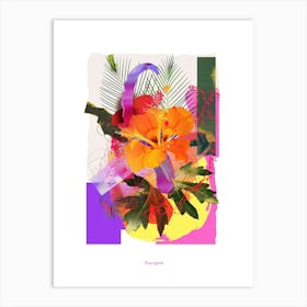 Marigold 2 Neon Flower Collage Poster Art Print