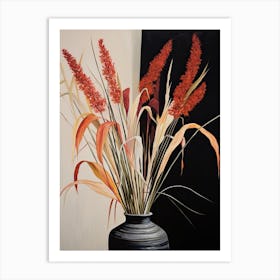 Bouquet Of Ornamental Grasses Flowers, Autumn Fall Florals Painting 2 Art Print