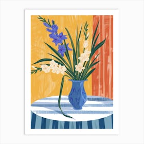 Gladiolus Flowers On A Table   Contemporary Illustration 2 Art Print