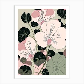 Swamp Rose Mallow Wildflower Modern Muted Colours 1 Art Print