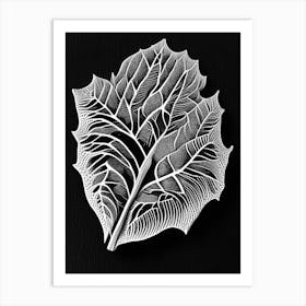Plum Leaf Linocut 2 Art Print