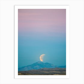 The Super Blue Blood Moon Eclipse California Trona Pinnacles Desert Art Print