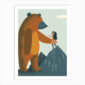 Bear And Girl 3 Art Print