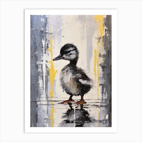 Duckling Grey Brushstrokes 2 Art Print