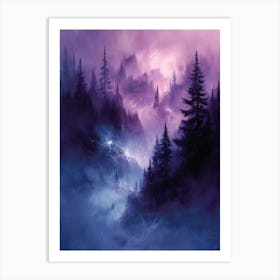 Dark Forest Bichromatic, Surrealism, Impressionism 1 Art Print