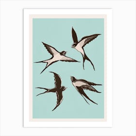 Flying Swallows Art Print