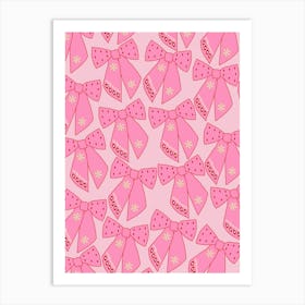 Pink Christmas Bows Art Print