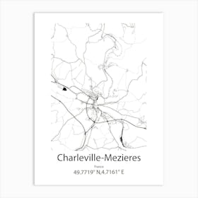 Charleville Mezieres,France Minimalist Map Art Print