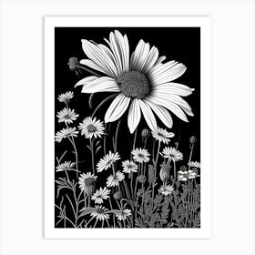 Coreopsis Wildflower Linocut 1 Art Print