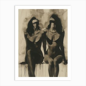 Two Women In Lingerie Art Print