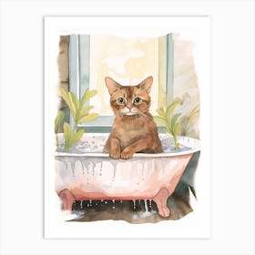 Burmese Cat In Bathtub Botanical Bathroom 4 Art Print