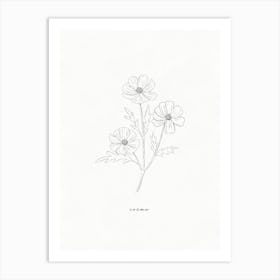 Cosmo Floral Line Drawing Art Print