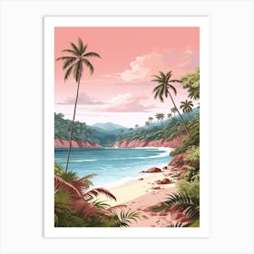 An Illustration In Pink Tones Of Pasir Panjang Beach Redang 3 Art Print