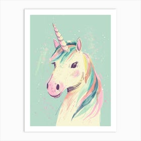 Pastel Block Colour Unicorn 1 Art Print