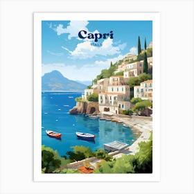 Capri Italy Oceanview Travel Illustration Art Print
