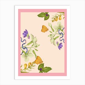 Butterflies And Flowers Art Print